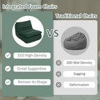 ANDRE Lounger Floor Chair with Single Piece Ultra High-Density Foam, Armless Floor Chair for Living Room, Bedroom, Home Office, Green