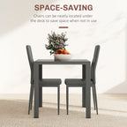 Zaya 3-Piece Rectangular Glass Kitchen Table and Chairs with Metal Frame and Faux Leather Upholstery for Dining Room, Grey