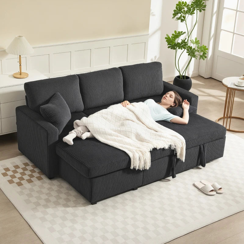 Leo 81" Sleeper Sectional with Storage Chaise-Dark Grey