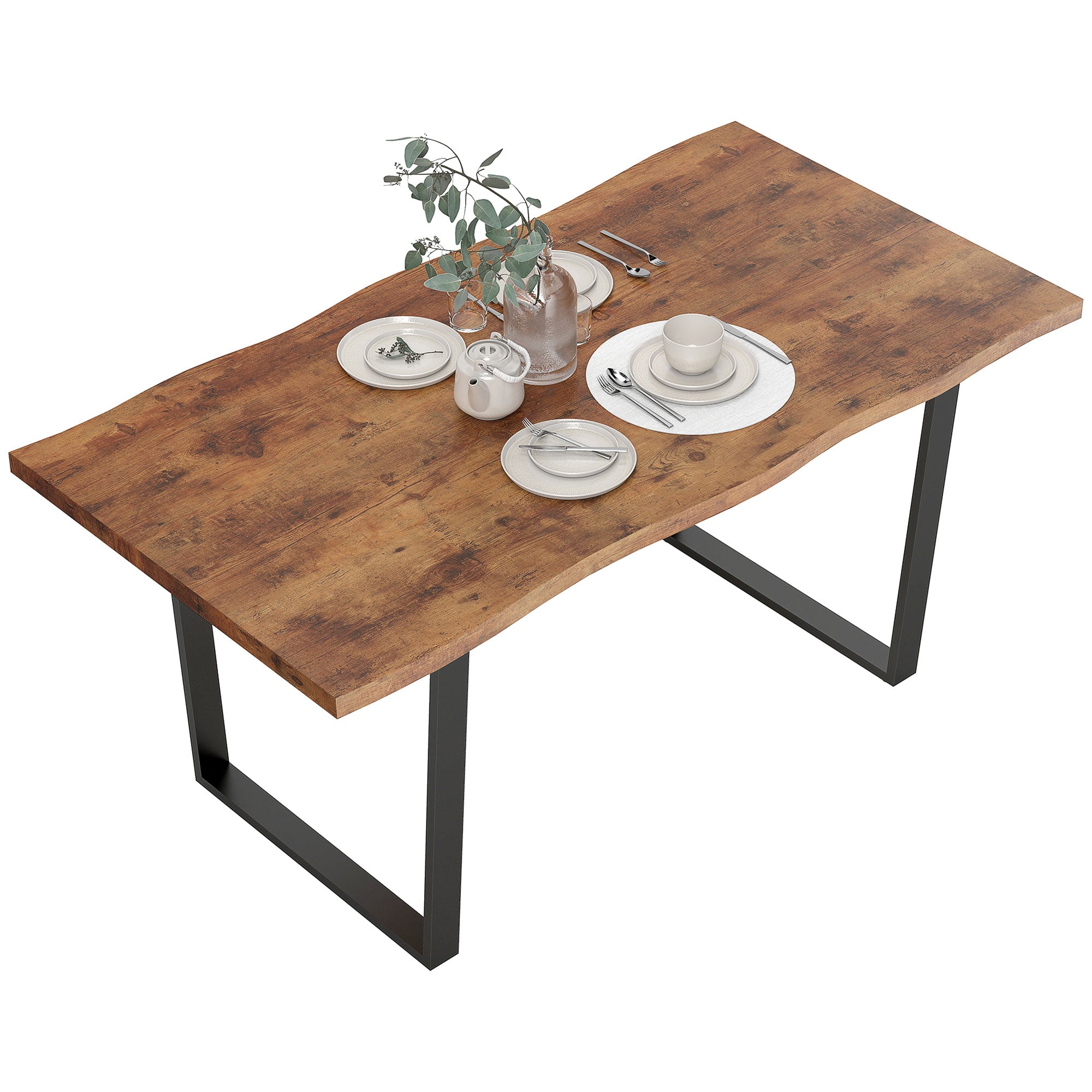 Wave-edged Tabletop and Steel Legs