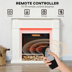 Electric fireplace with mantel featuring realistic flame effect for home heating