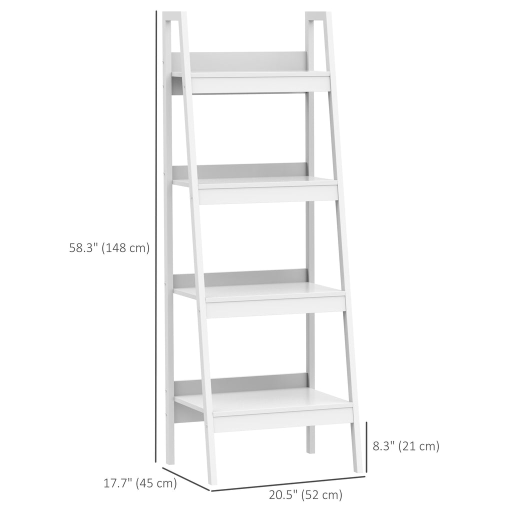 Keegan Set of 2, 4 Tier Ladder Shelf Bookcase/Multi-Use Display Rack for Home Office or Living Room-White