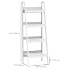 Keegan Set of 2, 4 Tier Ladder Shelf Bookcase/Multi-Use Display Rack for Home Office or Living Room-White