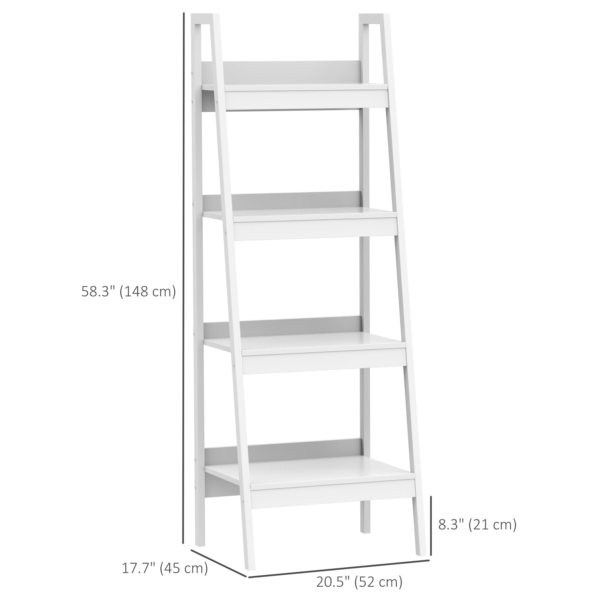 Keegan Set of 2, 4 Tier Ladder Shelf Bookcase/Multi-Use Display Rack for Home Office or Living Room-White
