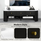 Colby TV Stand Modern TV Table with Marble-Effect Top