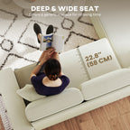 RONNY Sectional with Changeable Chaise, Corduroy L-Shaped Sectional Sofa with Pocket Spring, 2 Pillows, Cream White