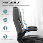 Hayden Executive Office Chair, Desk Chair with Flip-up Armrest, Diamond Fabric Computer Chair Office, Dark Grey