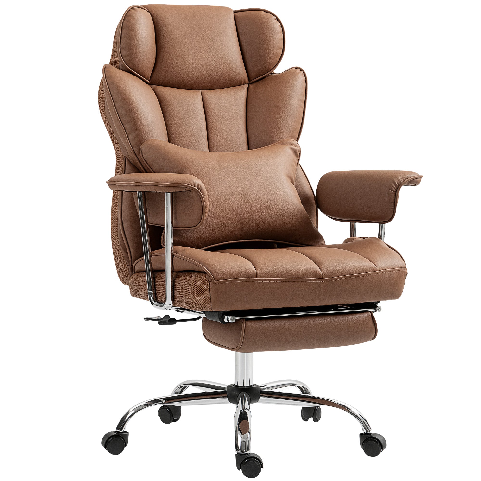 Matteo 400LBS Massage Office Chair, Executive Office Chair with 6-Point Vibration, Footrest and Lumbar Support, Brown