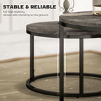 Zephyr Modern Coffee Table Set of 2, Nesting Side Tables w/ Metal Base for Living Room Bedroom Office Faux Marbled Grey