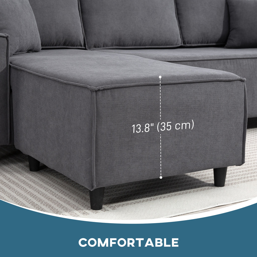 Ronny Reversible Sectional with Changeable Chaise- Charcoal Grey