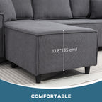 Ronny Reversible Sectional with Changeable Chaise- Charcoal Grey