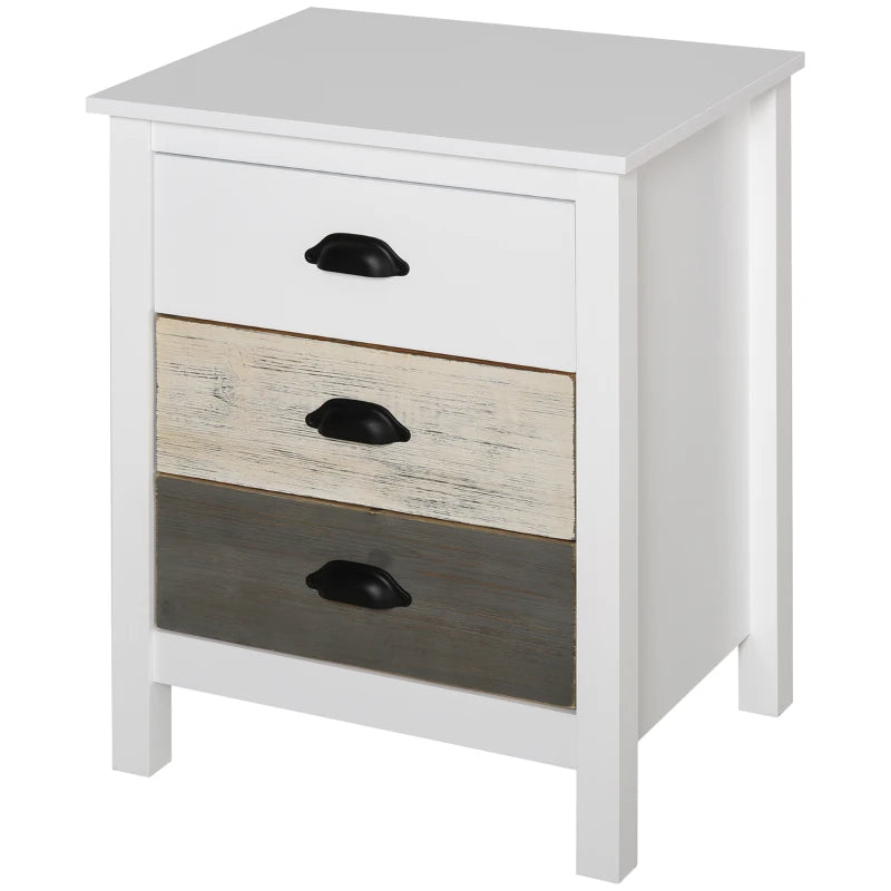 Accent Table Storage Cabinet with 3 Drawers Wooden Bedside Table Night Stand, Home Furniture