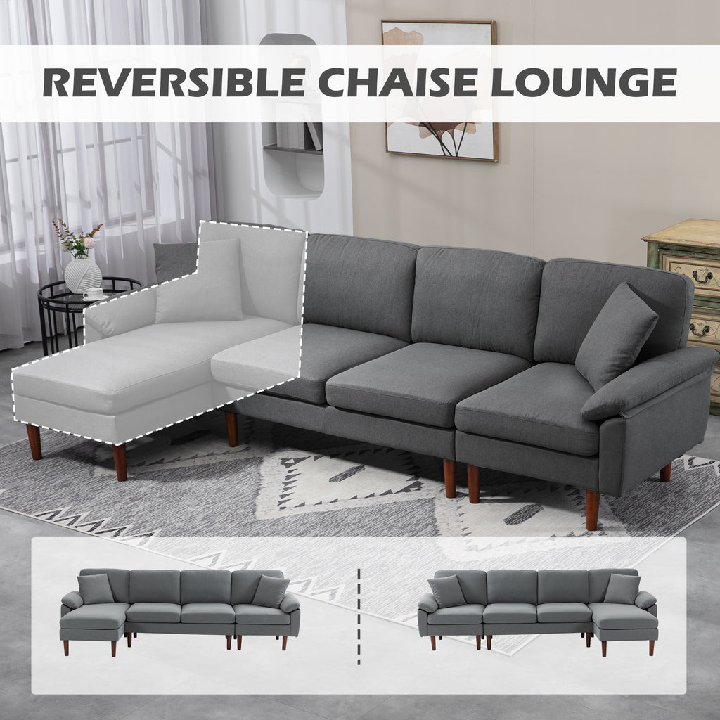 Elliott Modern Reversible Sectional with Changeable Chaise Lounge-Dark Grey