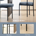 Cruz 2 Pieces Kitchen Chairs, Modern Dining Chairs w/ Berber Fleece Upholstery and Steel Legs for Living Room, Grey