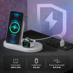 Emma Bedside Table with Charging Station and LED Light Modern Nightstand with USB Ports AC Outlets Drawers Remote, Black