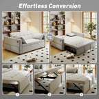Ari 3 in 1 Convertible Sofa Bed with Adjustable Backrest and USB Ports-Beige