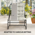 Dawson 3 Piece Outdoor Bistro Set with Round Table and Breathable Mesh Seat and Cushioned Chairs-Light Grey