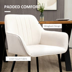 Robbie Dining Chairs Set of 2, Upholstered Linen Fabric Accent Chairs with Metal Legs, Beige