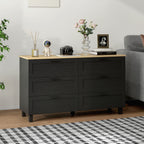 Martha 47" Wide Modern Dresser with 6 Drawers for Bedroom, Living Room and Entryway-Black