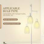 Carmen Dimmable Floor Lamp with 3 Hanging Wire Lampshades-Silver