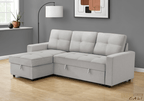 Vance 89.5" Wide Sleeper Sectional Sofa Bed with Reversible Storage Chaise -Available in 2 Colours