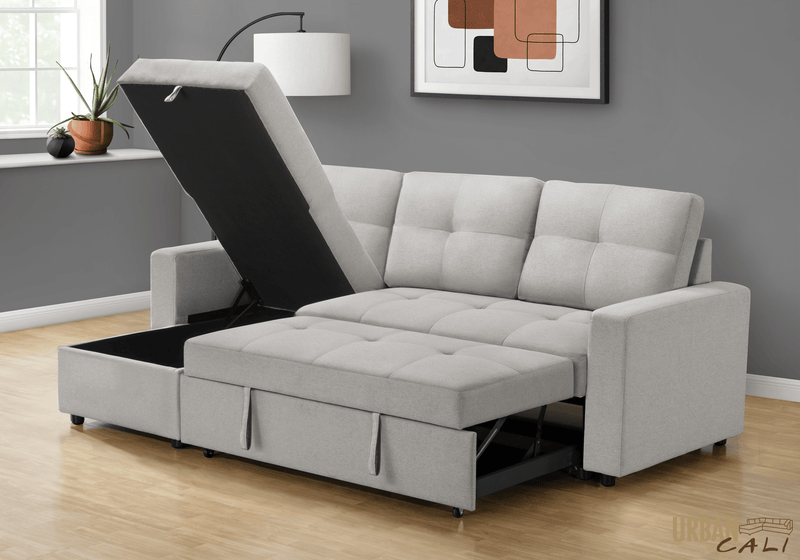 Vance 89.5" Wide Sleeper Sectional Sofa Bed with Reversible Storage Chaise -Available in 2 Colours