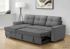 Vance 89.5" Wide Sleeper Sectional Sofa Bed with Reversible Storage Chaise -Available in 2 Colours