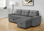 Vance 89.5" Wide Sleeper Sectional Sofa Bed with Reversible Storage Chaise -Available in 2 Colours
