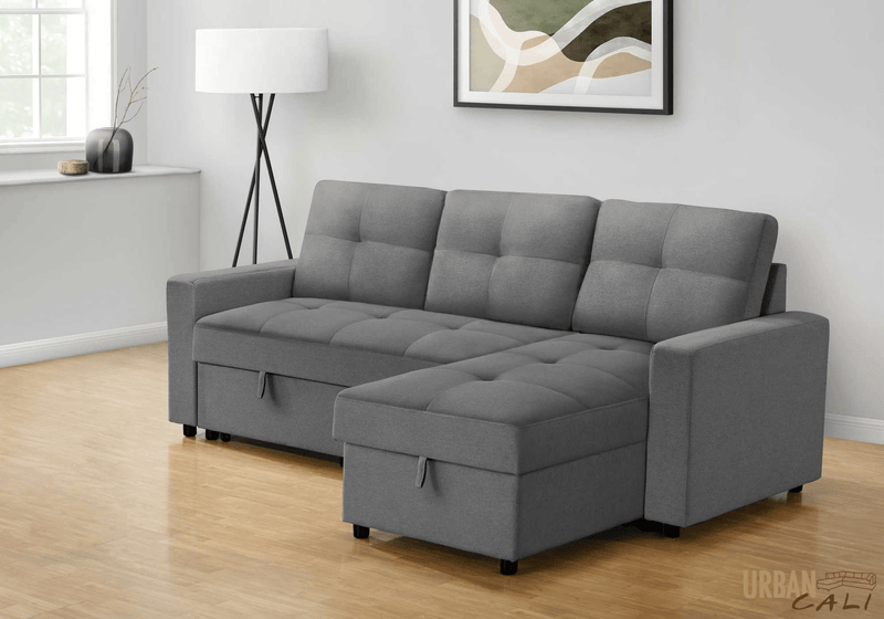 Vance 89.5" Wide Sleeper Sectional Sofa Bed with Reversible Storage Chaise -Available in 2 Colours