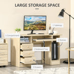 Parker Office Desk with Storage, Modern Computer Workstation Desk with Keyboard Tray-Natural