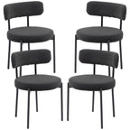 Cruz 4 Pieces Kitchen Chairs, Modern Dining Chairs w/ Corduroy Upholstery and Steel Legs for Living Room, Black