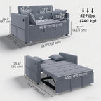Ari 3 in 1 Convertible Sofa Bed with Adjustable Backrest and USB Ports-Dark Grey