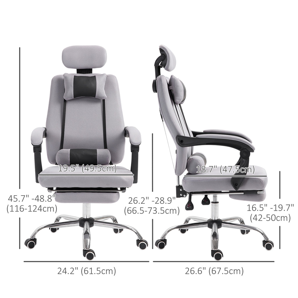 Brady Ergonomic Executive High Back Office Chair with Footrest,Lumbar Support,Grey