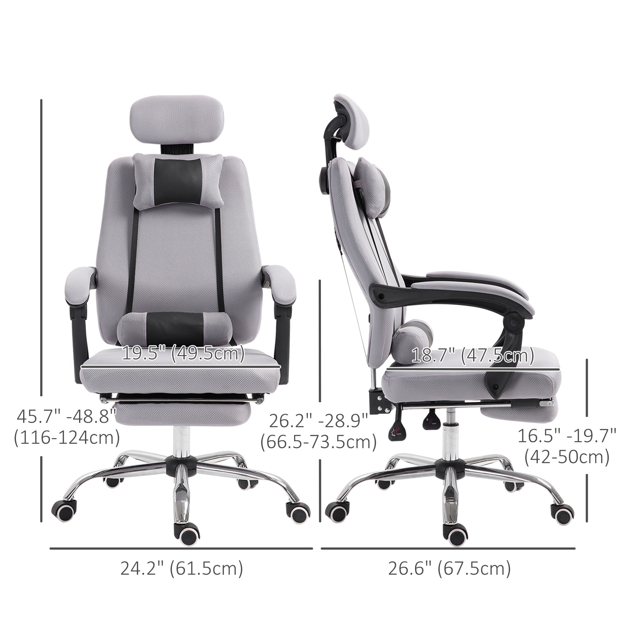 Brady Ergonomic Executive High Back Office Chair with Footrest,Lumbar Support,Grey