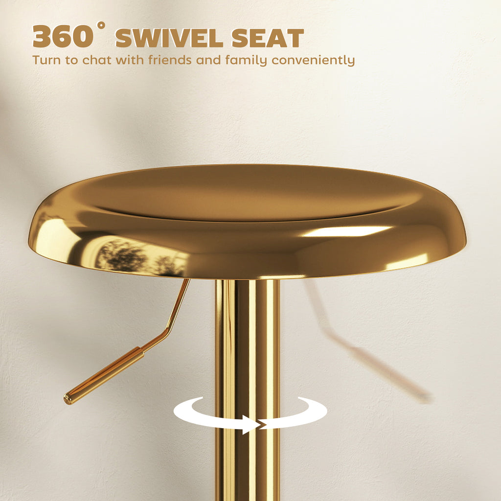 Canmore Modern Adjustable Counter/Bar Stools with Swivel-Set of 2-Gold