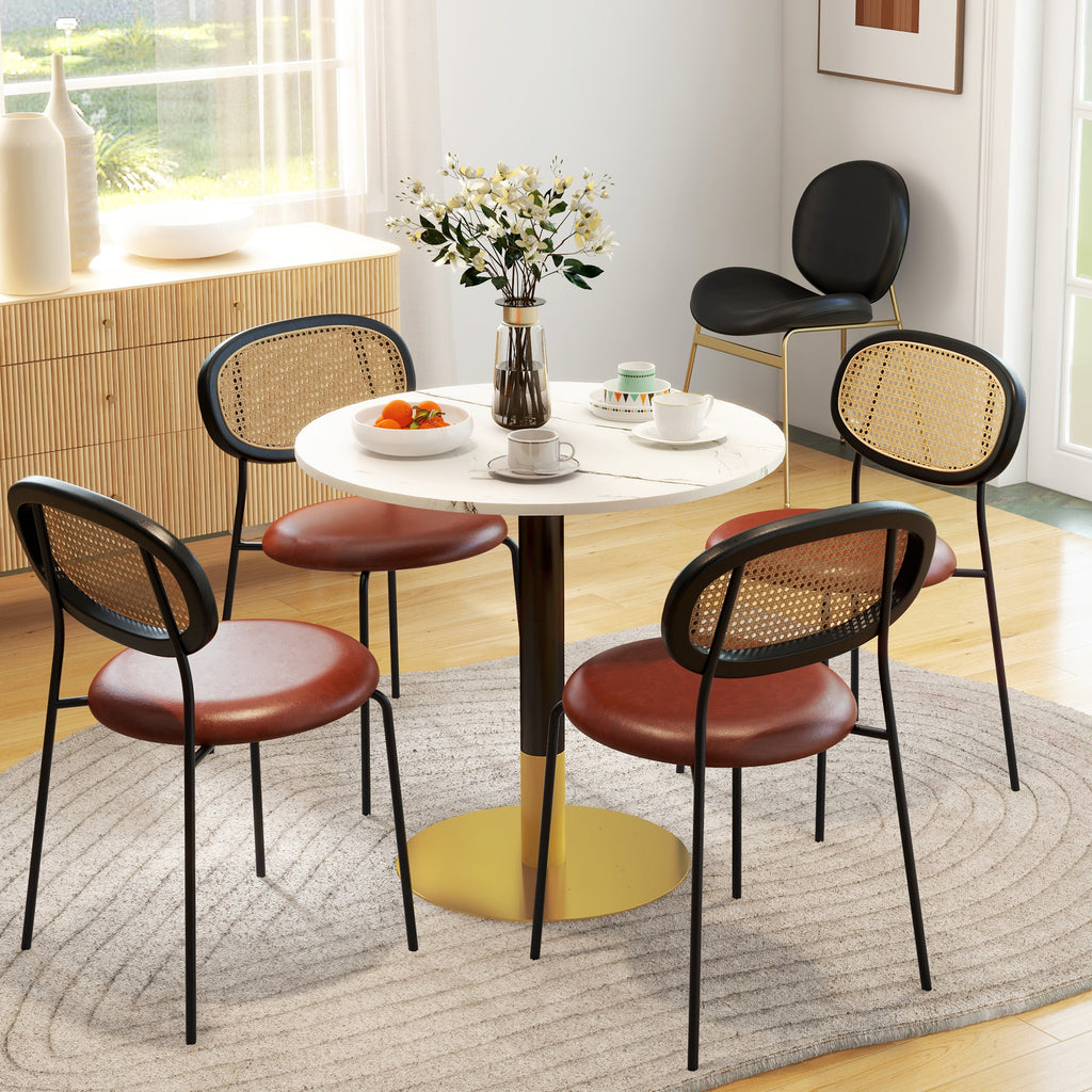 Modern Dining Room Table with Faux Marble Top