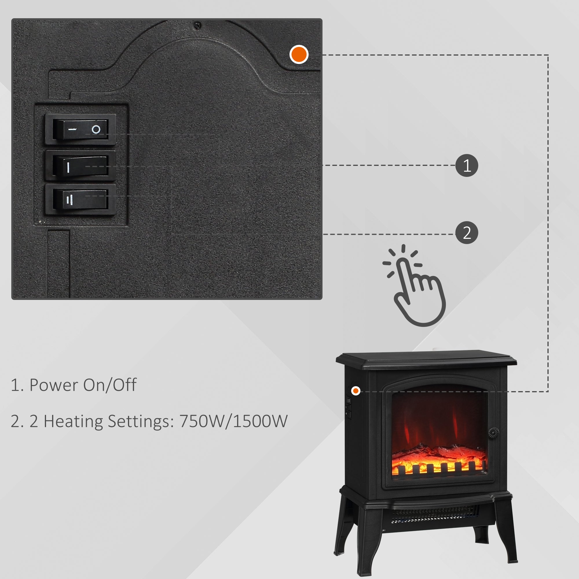 Clover Electric Fireplace Heater Freestanding Fireplace Stove 