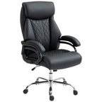 Henry Office Chair with Spring Padding, PU Leather Computer Chair with Quiet Swivel Wheels, High Back, Black