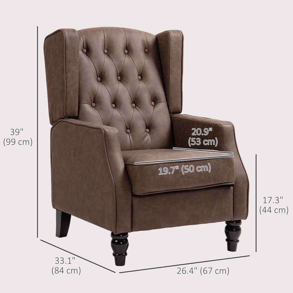 RAYA Accent Chair Small Cozy Comfortable Modern Faux Leather Thick Padding for Living Room, Bedroom, Home Office-Brown