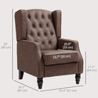 RAYA Accent Chair Small Cozy Comfortable Modern Faux Leather Thick Padding for Living Room, Bedroom, Home Office-Brown