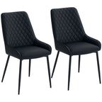 Blake PU Leather Kitchen Chairs, Modern Dining Chairs Set of 2 with Diamond Tufting and Steel Legs for Dining Room, Black