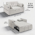 Ari 3 in 1 Convertible Sofa Bed with Adjustable Backrest and USB Ports-Beige
