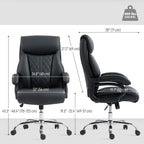 Henry Office Chair with Spring Padding, PU Leather Computer Chair with Quiet Swivel Wheels, High Back, Black