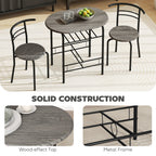 Mason Dining Table Set of 3, 31.5" Kitchen Table and Chairs Set for 2 with Shelf, for Small Space, Dining Room, Living Room