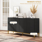 Cameron Sideboard Storage Cabinet with Adjustable Shelves, Soft-Close Doors, Kitchen Buffet Cabinet for Dining Room, Black