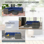 Brooke 4 Pieces Rattan Wicker Outdoor Conversation Furniture Set with Center Table-Blue