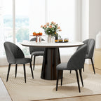 Skylar Modern Dining Chairs Set of 4, Upholstered Dining Room Chairs with Metal Legs, Shell Backrest, Padded Seat, Dark Grey