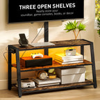 Bay TV Stand with Mount and Power Outlet, Swivel TV Stand Mount with LED Lights for 32-70 Inch TVs for Living Room, Bedroom