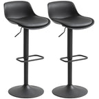 Zee Counter Height Bar Stools Set of 2, Streamlined Bar Chairs with Adjustable Height and Swivel PU Leather Seat, Black