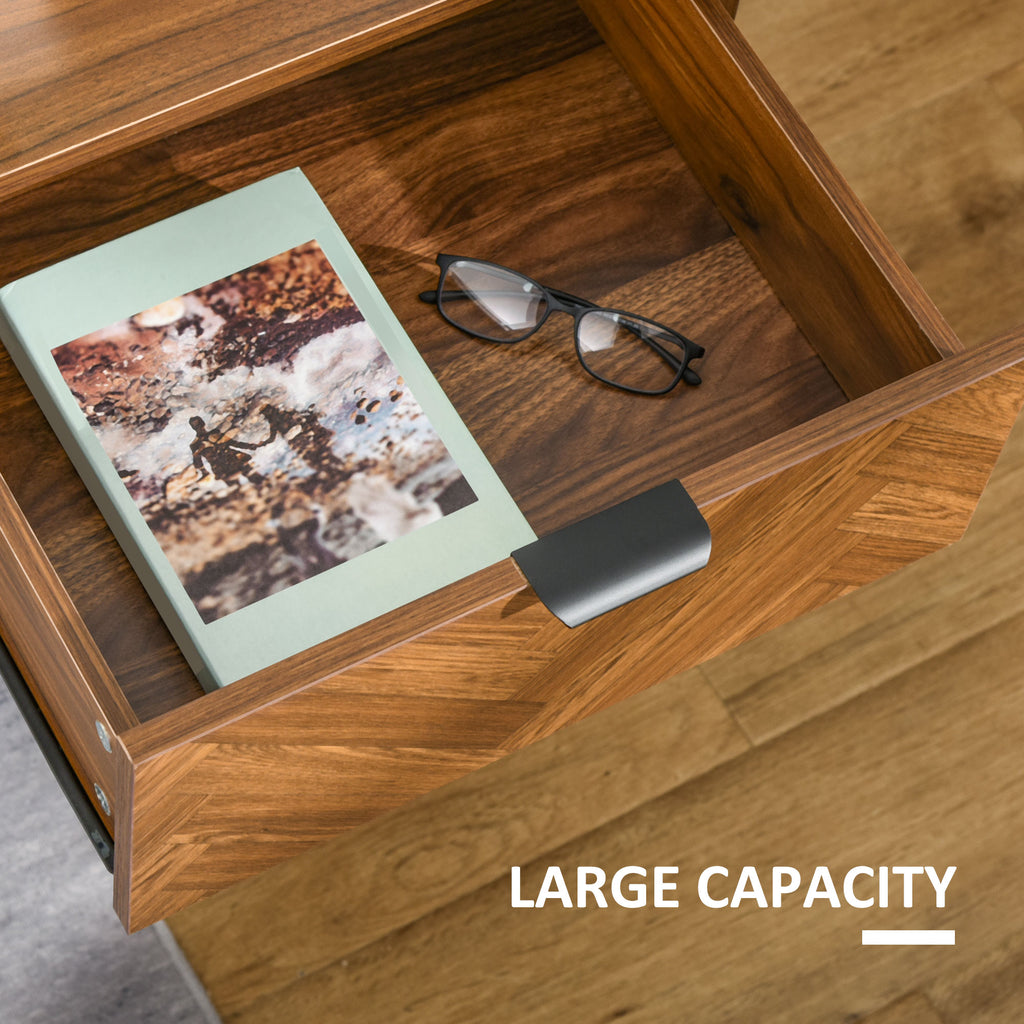 Erik Bedside Table, Nightstand for Bedroom, End Side Table Dresser Storage with 2 Drawers, Walnut Brown